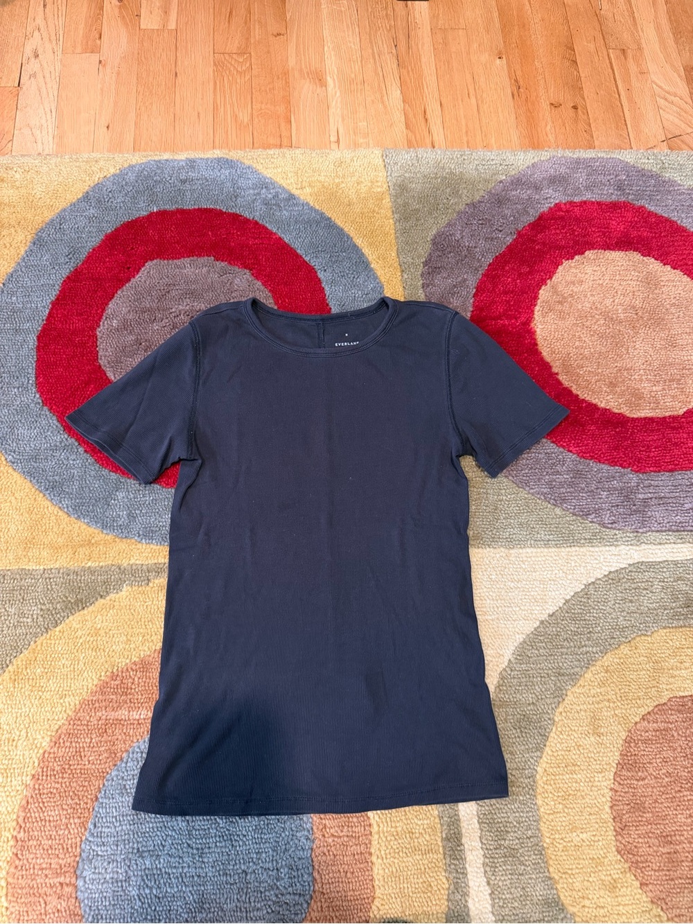Everlane Supima Micro Rib Crew Basic Black Tee Shirt Women’s Size Medium